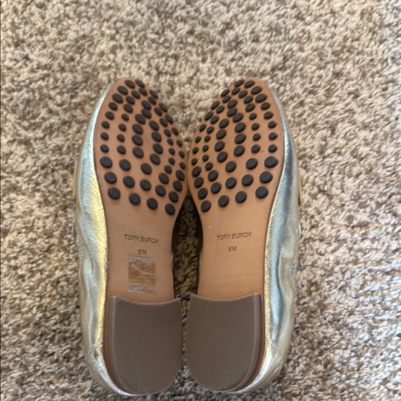 Tory Burch Gold Loafers - Picture 3 of 4